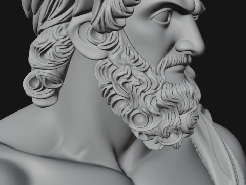 Hercules Lion Pelt Bust Statue Design 3 - 3D Print Model 3D Druckmodell