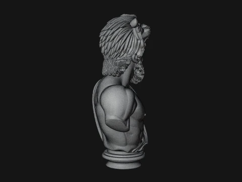Hercules Lion Pelt Bust Statue Design 3 - 3D Print Model 3D Druckmodell
