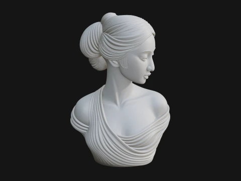 Serene Draped Woman Bust Statue Design 3 - 3D Print Model Modelo de impresión 3D