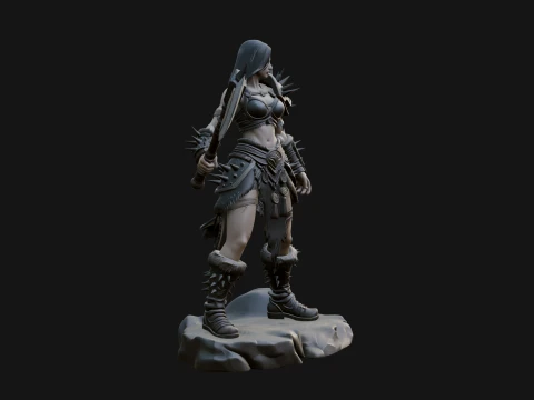Woman Warrior with Axe Statue Design 2 - 3D Print Model 3D Print Model
