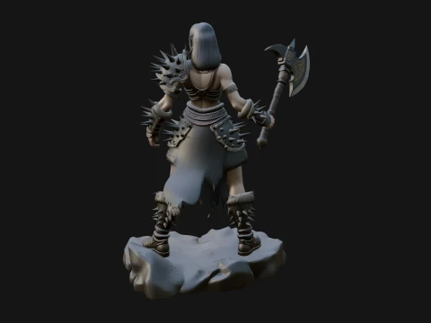 Woman Warrior with Axe Statue Design 2 - 3D Print Model 3D Print Model