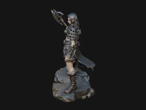 Woman Warrior with Axe Statue Design 2 - 3D Print Model 3D Print Model