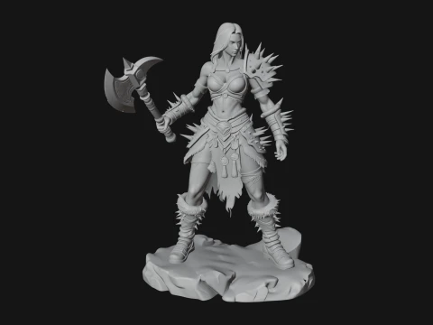 Woman Warrior with Axe Statue Design 2 - 3D Print Model 3D Print Model