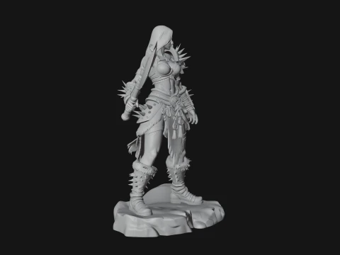 Woman Warrior with Axe Statue Design 2 - 3D Print Model 3D Print Model