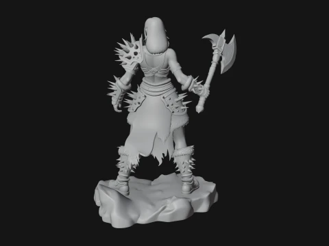 Woman Warrior with Axe Statue Design 2 - 3D Print Model 3D Print Model