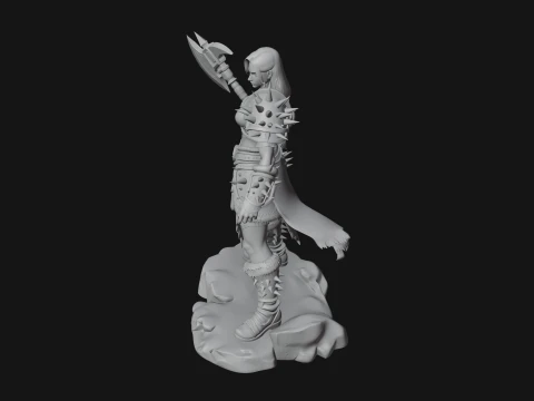 Woman Warrior with Axe Statue Design 2 - 3D Print Model 3D Print Model