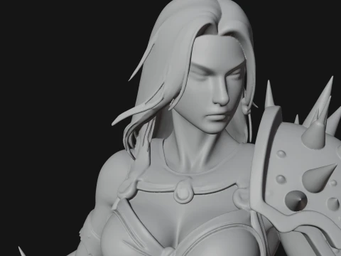 Woman Warrior with Axe Statue Design 2 - 3D Print Model 3D Print Model