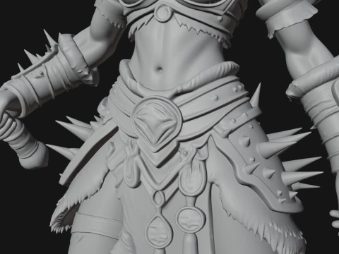 Woman Warrior with Axe Statue Design 2 - 3D Print Model 3D Print Model