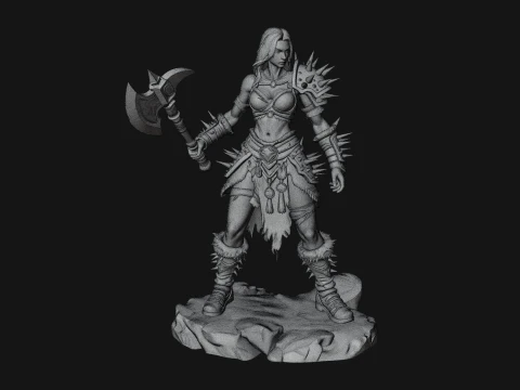 Woman Warrior with Axe Statue Design 2 - 3D Print Model 3D Print Model