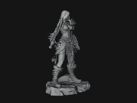 Woman Warrior with Axe Statue Design 2 - 3D Print Model 3D Print Model