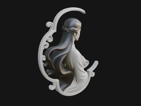 Flowing Hair Woman Bust Statue Design 2 - 3D Print Model Model do druku 3D