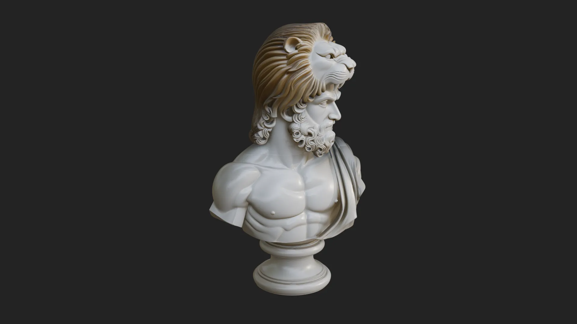 Hercules Lion Pelt Bust Statue Design 4 - 3D Print Model 3D Print Model .c4d .max .obj .3ds .fbx .stl .blend 