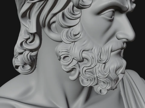 Hercules Lion Pelt Bust Statue Design 4 - 3D Print Model 3D Print Model