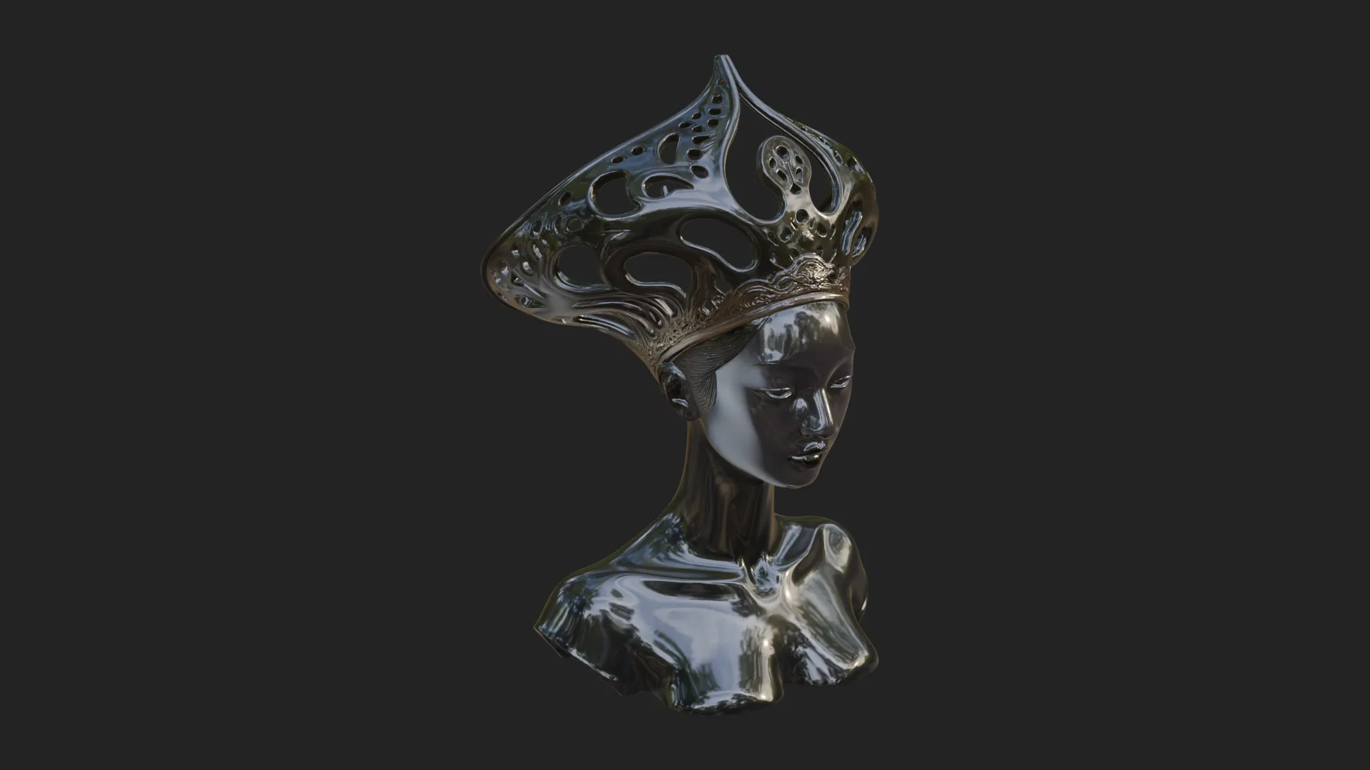 African Queen Bust Statue Design 3 - 3D Print Model 3D Print Model .c4d .max .obj .3ds .fbx .stl .blend 