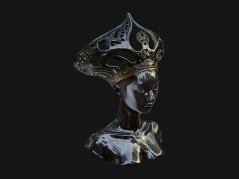 African Queen Bust Statue Design 3 - 3D Print Model 3D Druckmodell