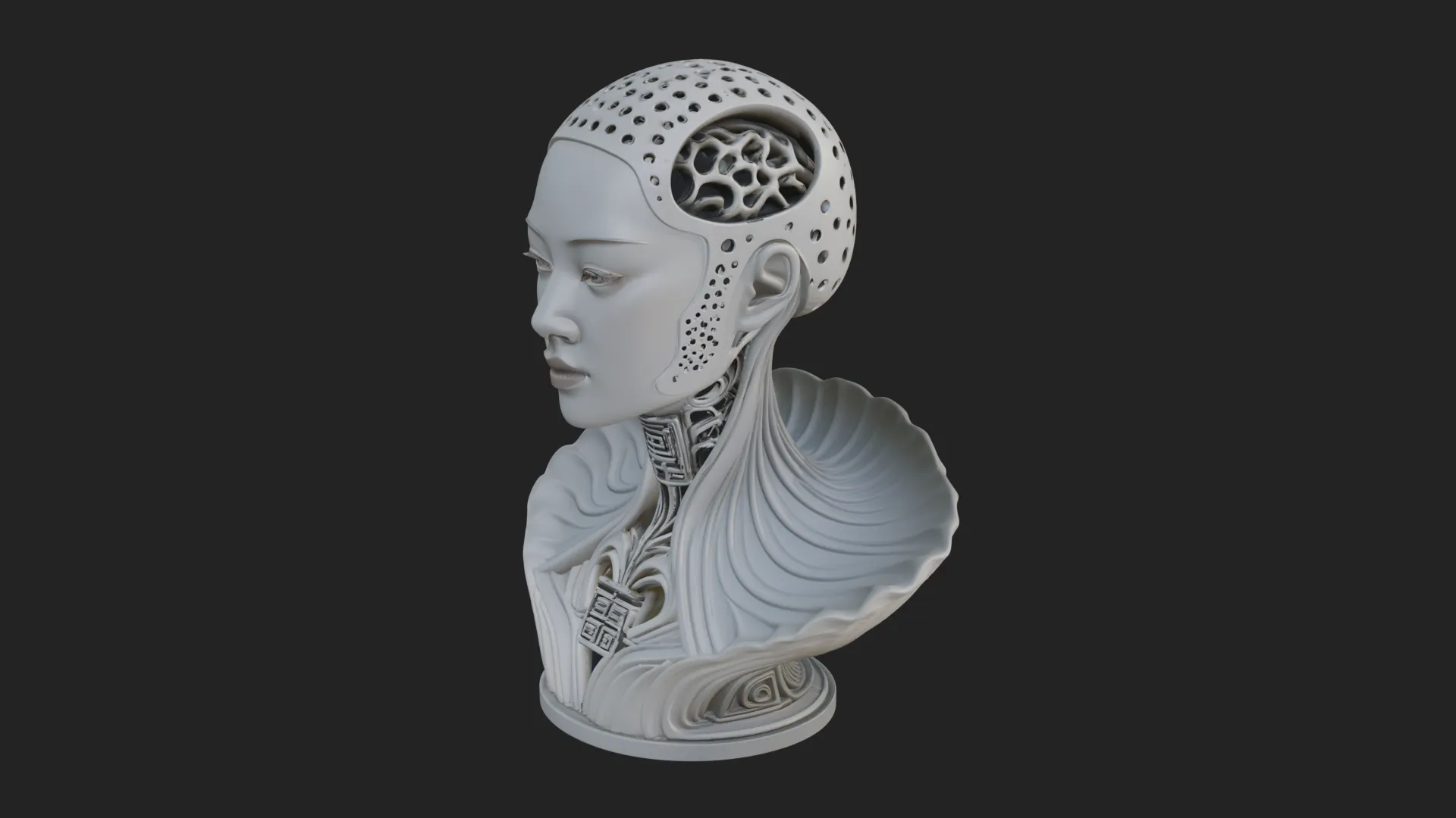 Futuristic Woman Bust Statue Design 7 - 3D Print Model 3D Print Model .c4d .max .obj .3ds .fbx .stl .blend