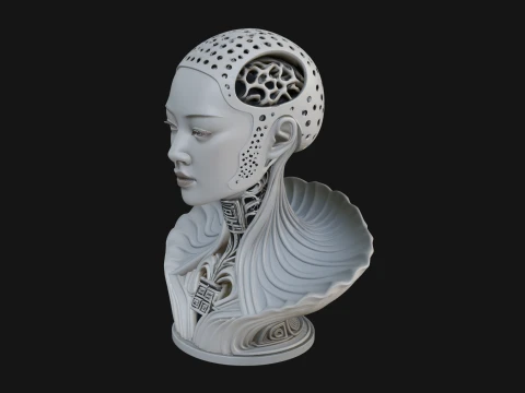Futuristic Woman Bust Statue Design 7 - 3D Print Model 3Dプリントモデル
