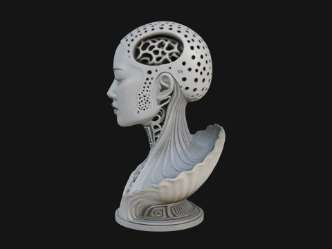 Futuristic Woman Bust Statue Design 7 - 3D Print Model 3D Print Model
