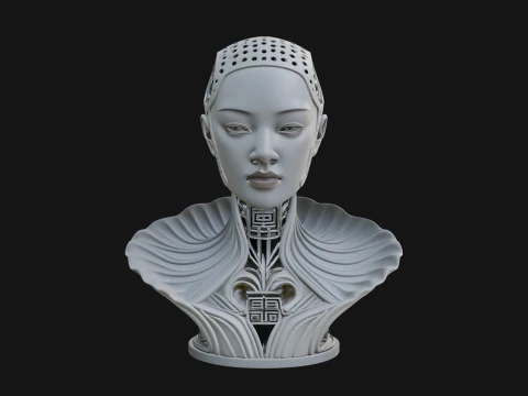 Futuristic Woman Bust Statue Design 7 - 3D Print Model 3D Print Model
