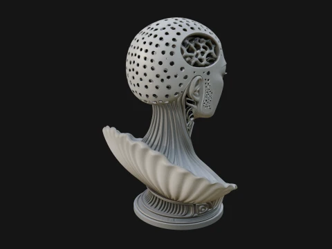 Futuristic Woman Bust Statue Design 7 - 3D Print Model 3D Print Model