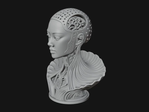 Futuristic Woman Bust Statue Design 7 - 3D Print Model 3D Print Model