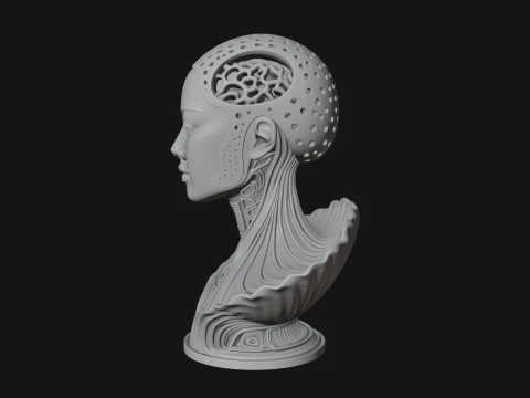 Futuristic Woman Bust Statue Design 7 - 3D Print Model 3D Print Model