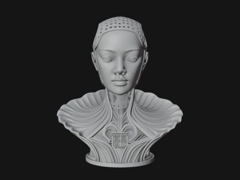 Futuristic Woman Bust Statue Design 7 - 3D Print Model 3D Print Model