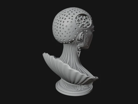 Futuristic Woman Bust Statue Design 7 - 3D Print Model 3D Print Model