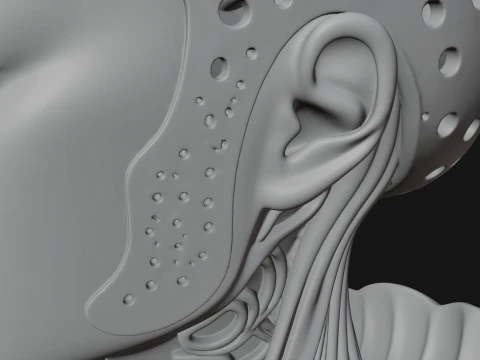 Futuristic Woman Bust Statue Design 7 - 3D Print Model 3D Print Model
