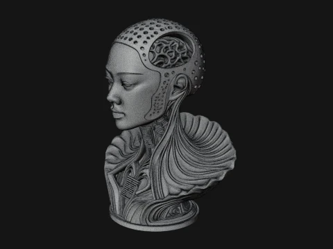 Futuristic Woman Bust Statue Design 7 - 3D Print Model 3D Print Model