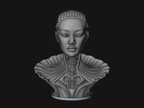 Futuristic Woman Bust Statue Design 7 - 3D Print Model 3D Print Model