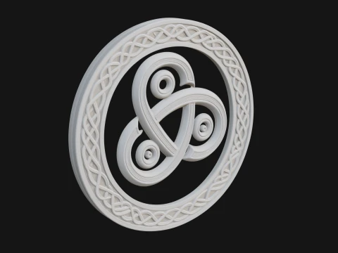 Celtic Triskelion Disc Plaque Design 3 - 3D Print Model Modello di stampa 3D