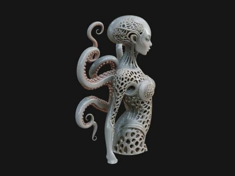 Tentacle Alien Statue Design 2 - 3D Print Model Modello di stampa 3D