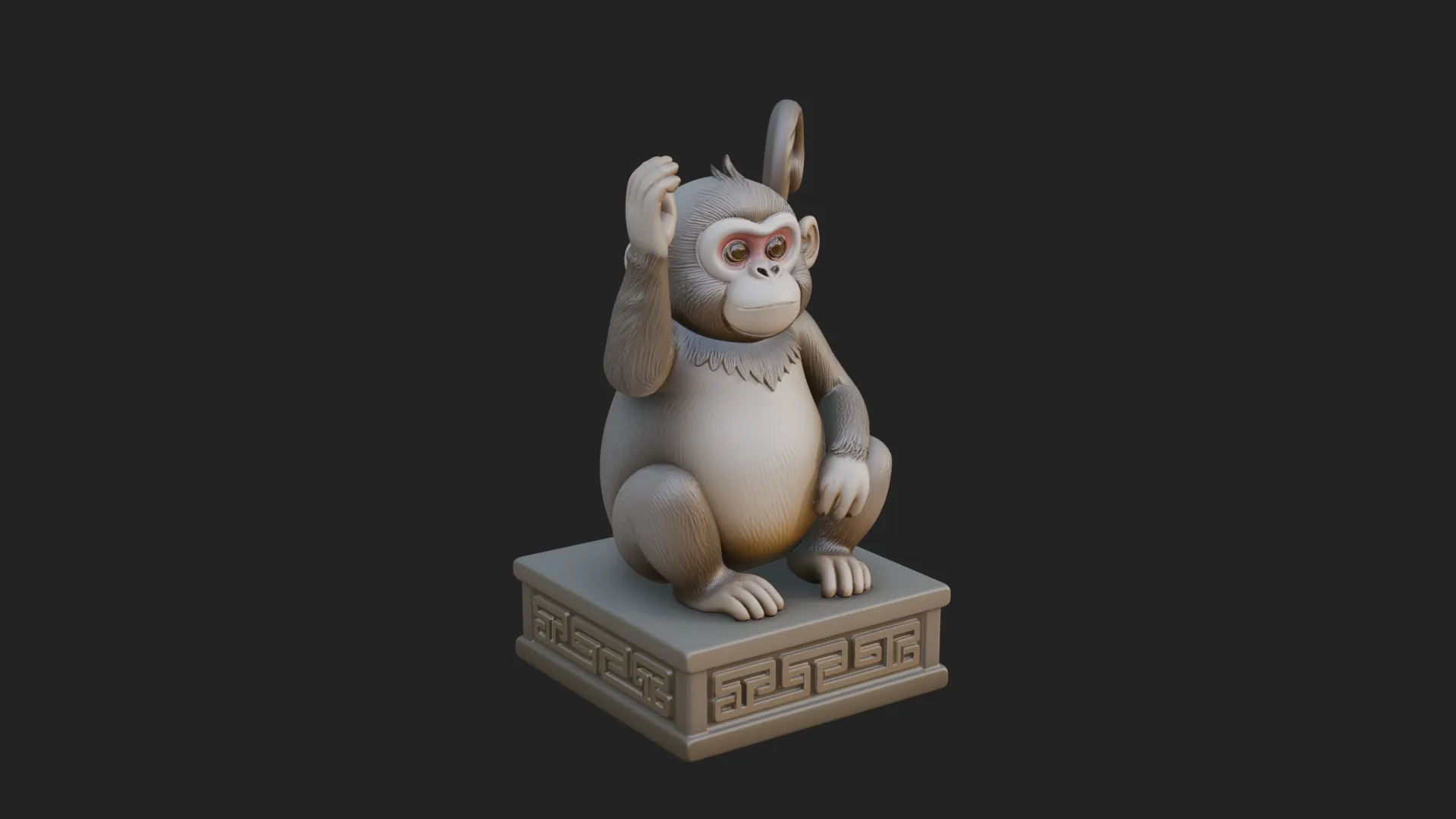 Monkey on Pedestal Statue Design 4 - 3D Print Model 3D Print Model .c4d .max .obj .3ds .fbx .stl .blend