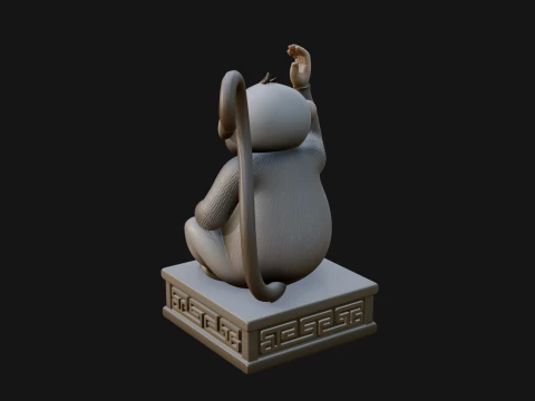 Monkey on Pedestal Statue Design 4 - 3D Print Model 3D Print Model