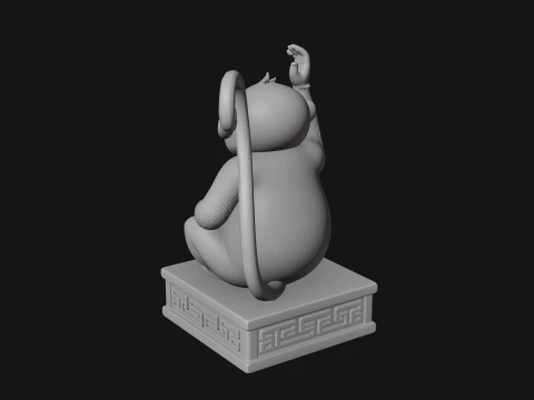 Monkey on Pedestal Statue Design 4 - 3D Print Model 3D Print Model