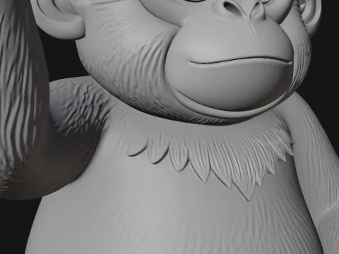 Monkey on Pedestal Statue Design 4 - 3D Print Model 3D Print Model