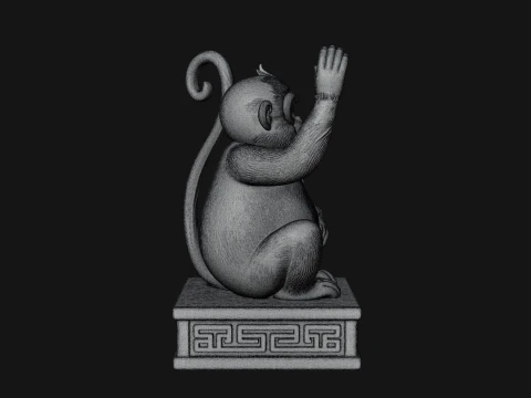 Monkey on Pedestal Statue Design 4 - 3D Print Model 3D Print Model