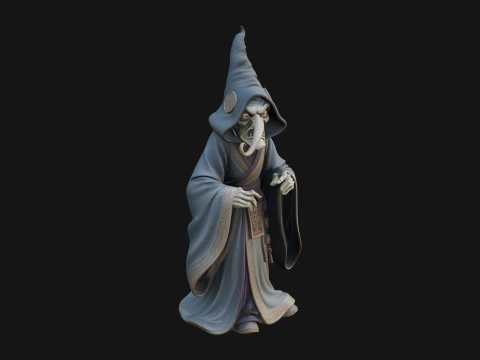 Hunched Hag Sorcerer Statue Design 2 - 3D Print Model 3D 프린트 모델