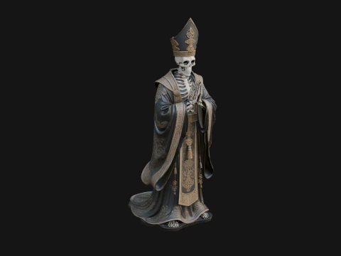 Skeleton Bishop Statue Design 4 - 3D Print Model 3D printmodel