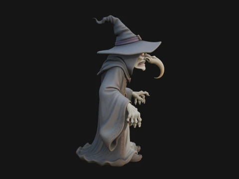 Hunched Hag Sorcerer Statue Design 3 - 3D Print Model 3D Print Model