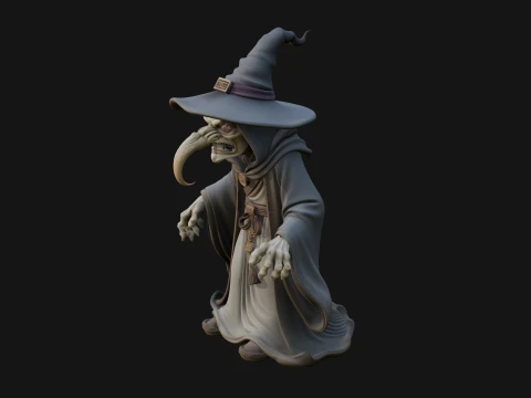 Hunched Hag Sorcerer Statue Design 3 - 3D Print Model 3D Print Model