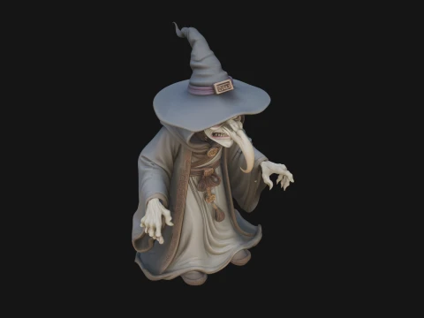 Hunched Hag Sorcerer Statue Design 3 - 3D Print Model 3D Print Model