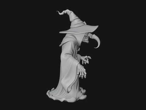 Hunched Hag Sorcerer Statue Design 3 - 3D Print Model 3D Print Model