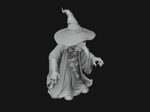 Hunched Hag Sorcerer Statue Design 3 - 3D Print Model 3D Print Model