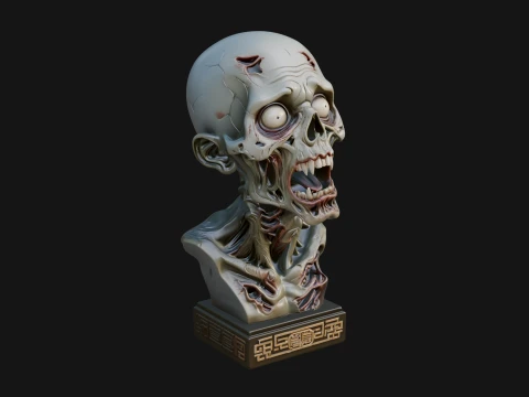 Zombie Bust Statue Design 8 - 3D Print Model 3D 프린트 모델