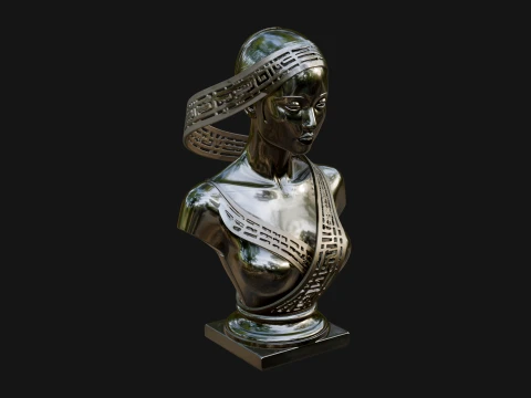 African Queen Bust Statue Design 4 - 3D Print Model 3D Druckmodell