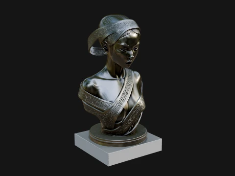 African Queen Bust Statue Design 5 - 3D Print Model 3D Print Model