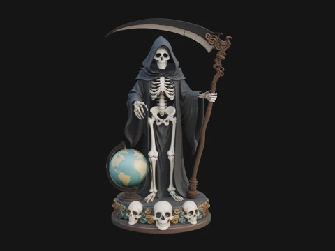 Grim Reaper with Scythe Statue Design 5 - 3D Print Model 3D Print Model