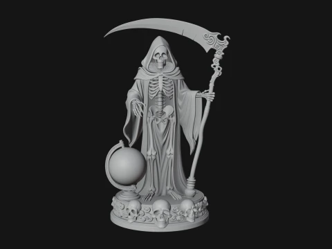 Grim Reaper with Scythe Statue Design 5 - 3D Print Model 3D Print Model